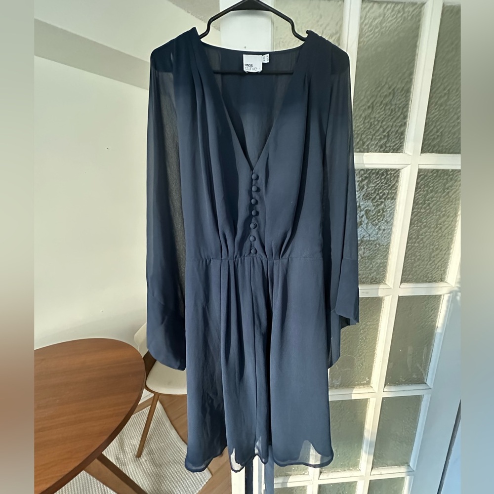 ASOS Curve Navy Midi Dress
